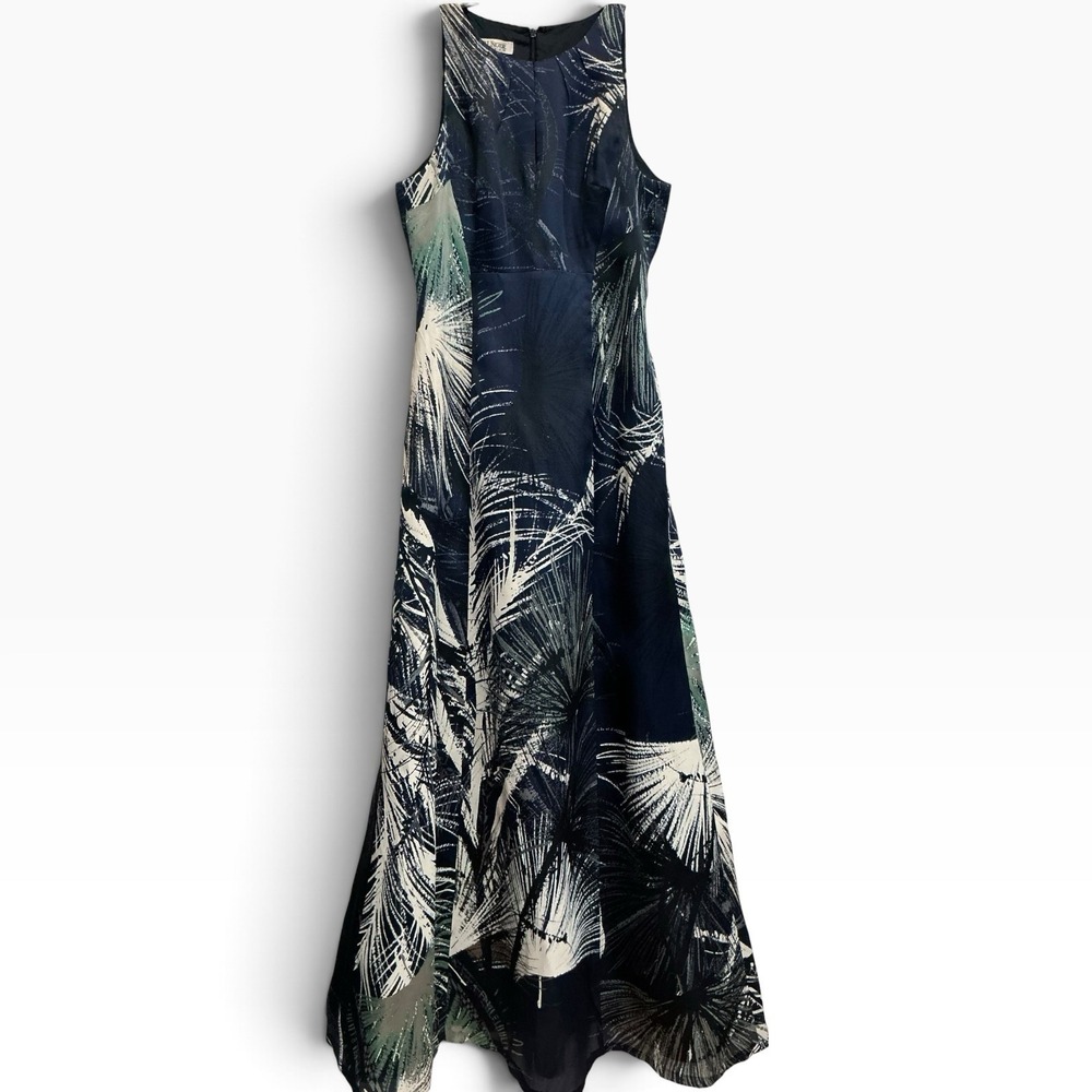 Kay Unger New York Silk Abstract Botanical Full Length Gown Dress Size Small 4